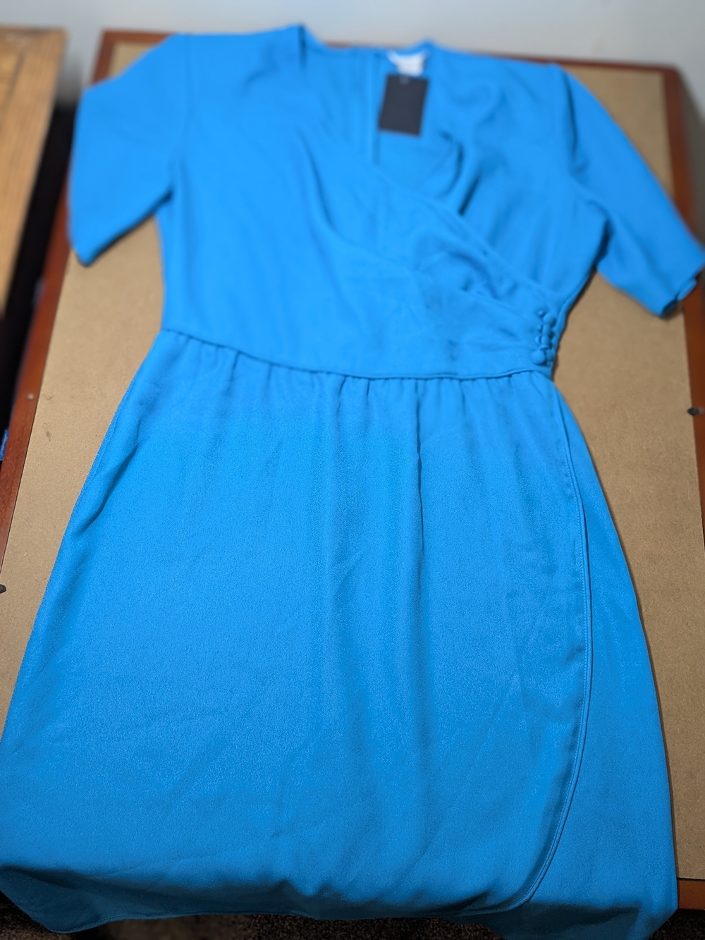 Bright Blue Women's Wrap-Style Dress Vintage